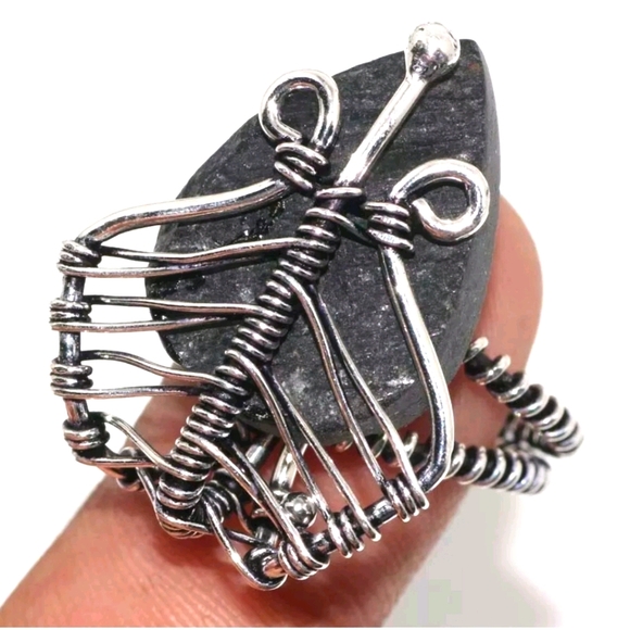 New Unique Wire Wrapped Black Tourmaline Ring. - Picture 3 of 14